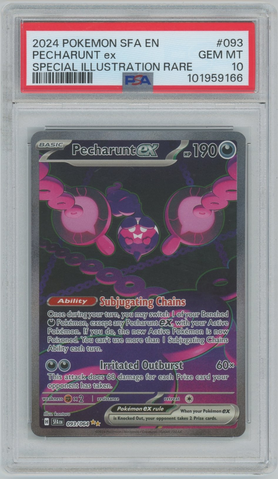 2024 Pokémon Sfa EN-Shrouded Fable #093 Pecharunt EX - Holo Special Illustration Rare (PSA 10 GEM MINT)